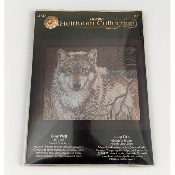Bucilla Heirloom Collection Gray Wolf JOHNSON-GODSY Counted Cross Stitch Kit - Picture 1 of 9